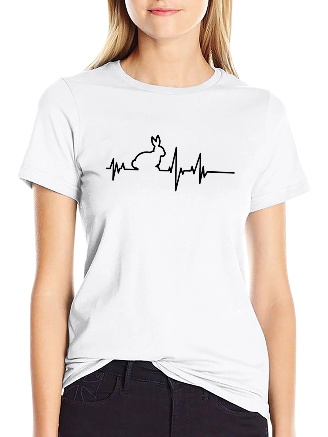 Rabbit Heartbeat T-Shirt - Black