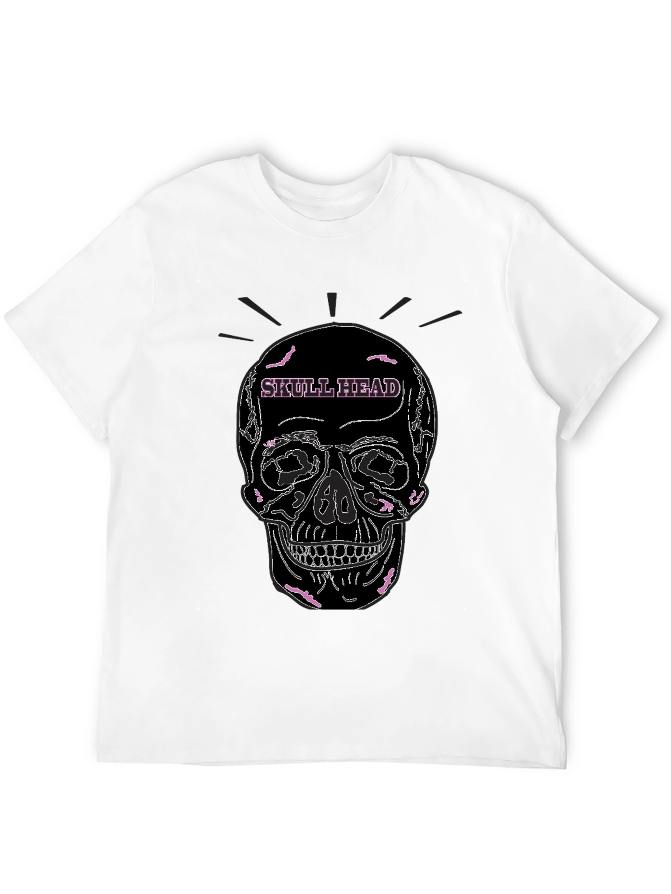 Skull Head Graphic Tee - Black Cotton Casual T-Shirt