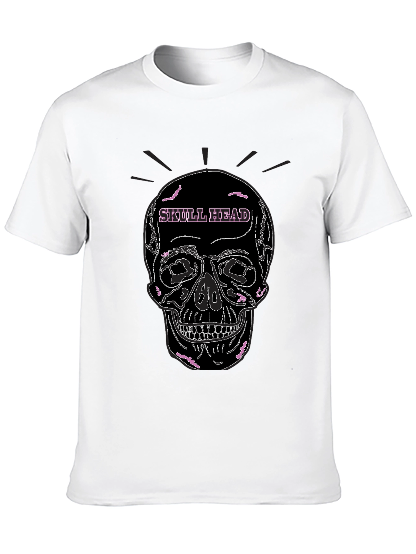 Skull Head Graphic Tee - Black Cotton Casual T-Shirt