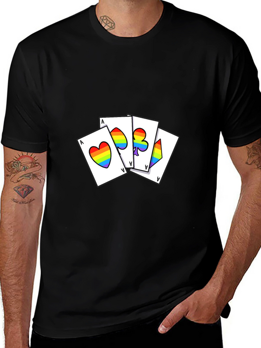 Rainbow Pride Aces Graphic Tee - Black