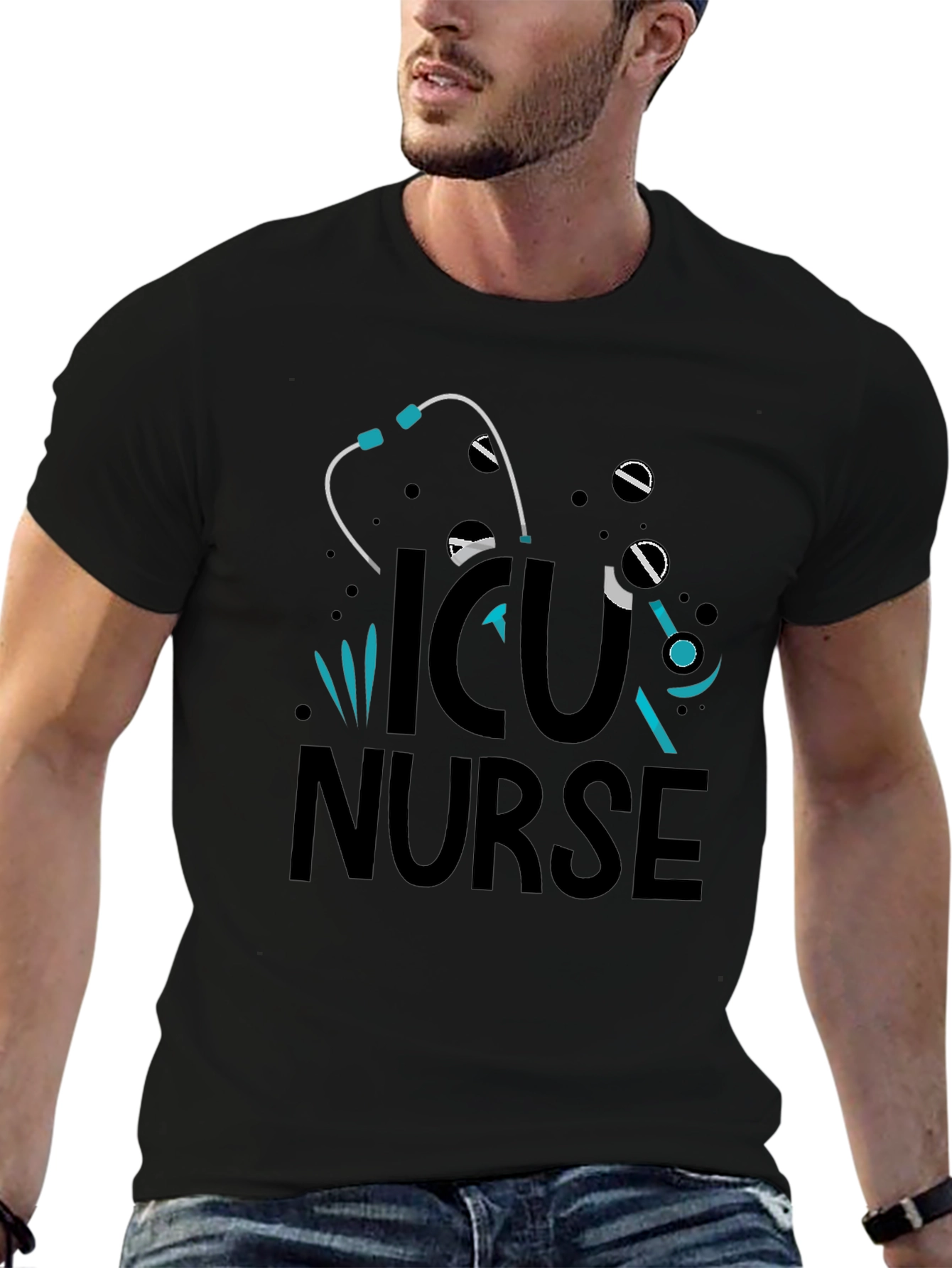 ICU Nurse Graphic T-Shirt - Black Cotton Tee