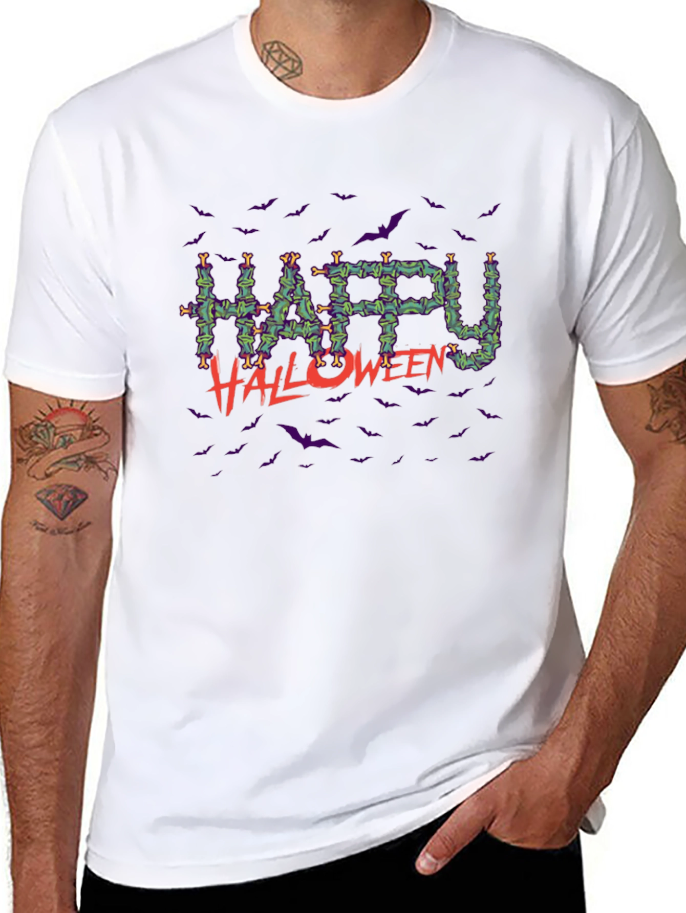 Happy Halloween Bats Graphic Tee