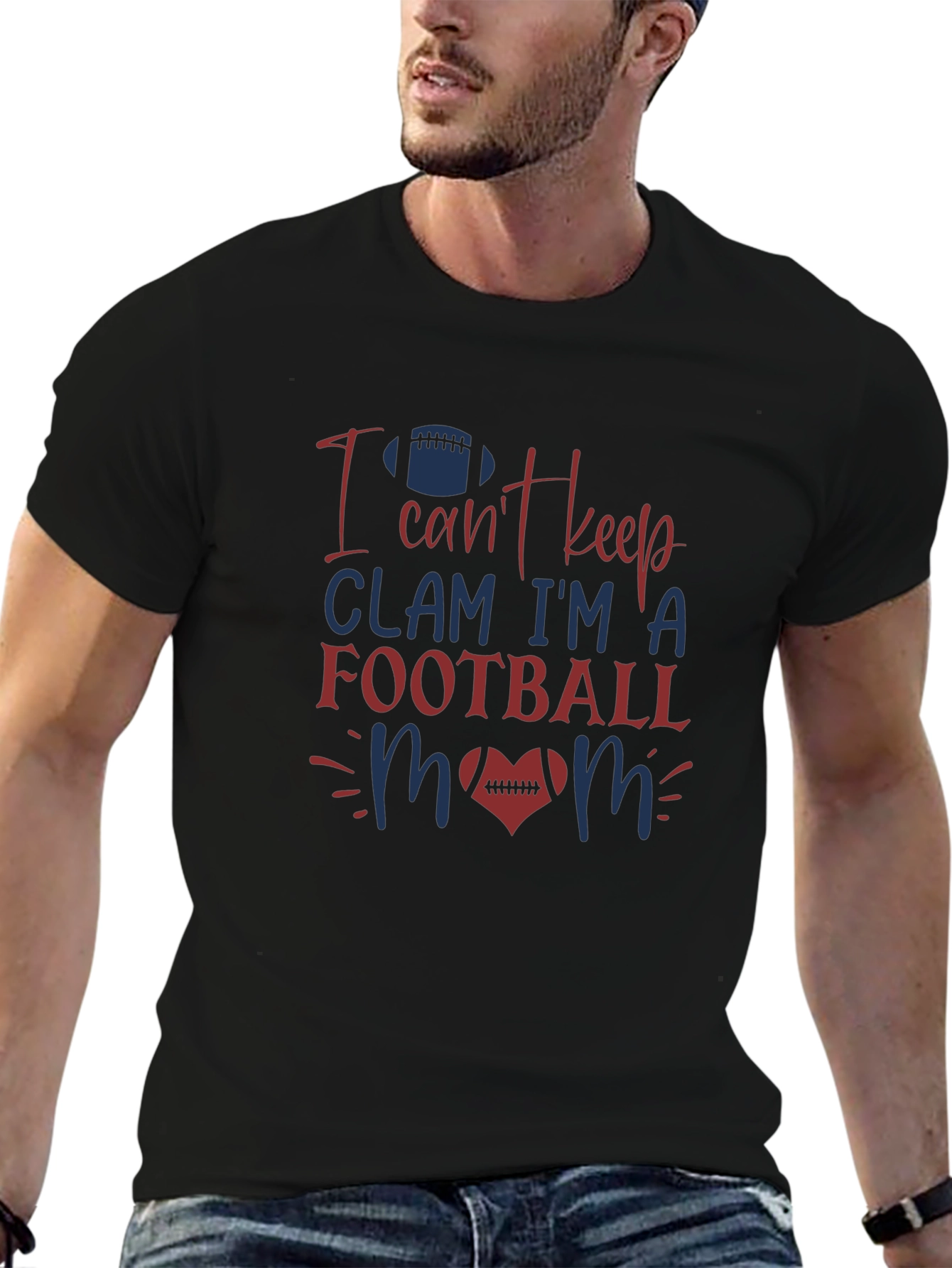 Football Mom T-Shirt - I Cant Keep Clam