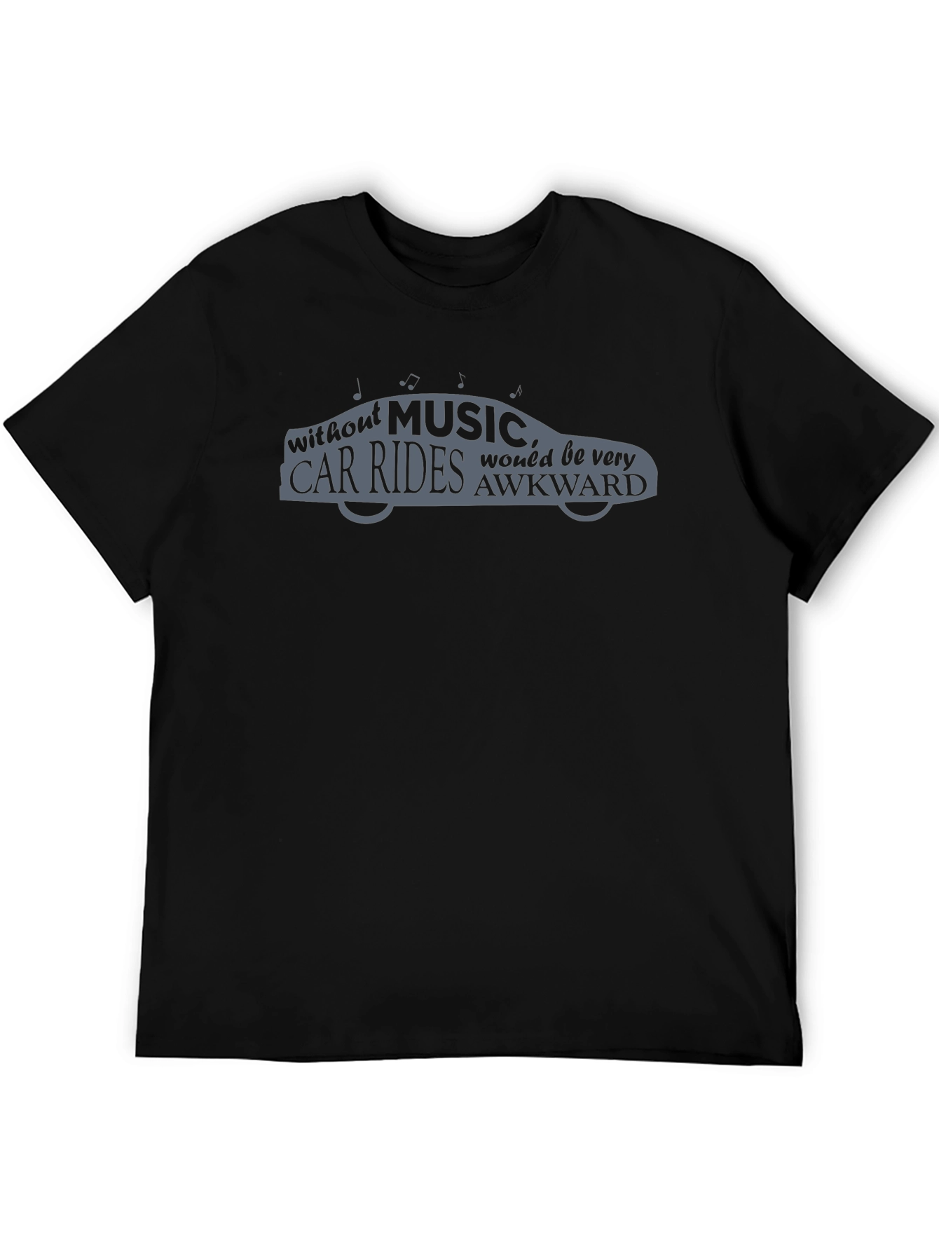 Music Car Rides Graphic Tee - Black Cotton T-Shirt