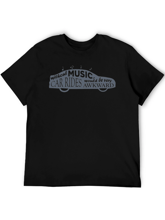 Music Car Rides Graphic Tee - Black Cotton T-Shirt