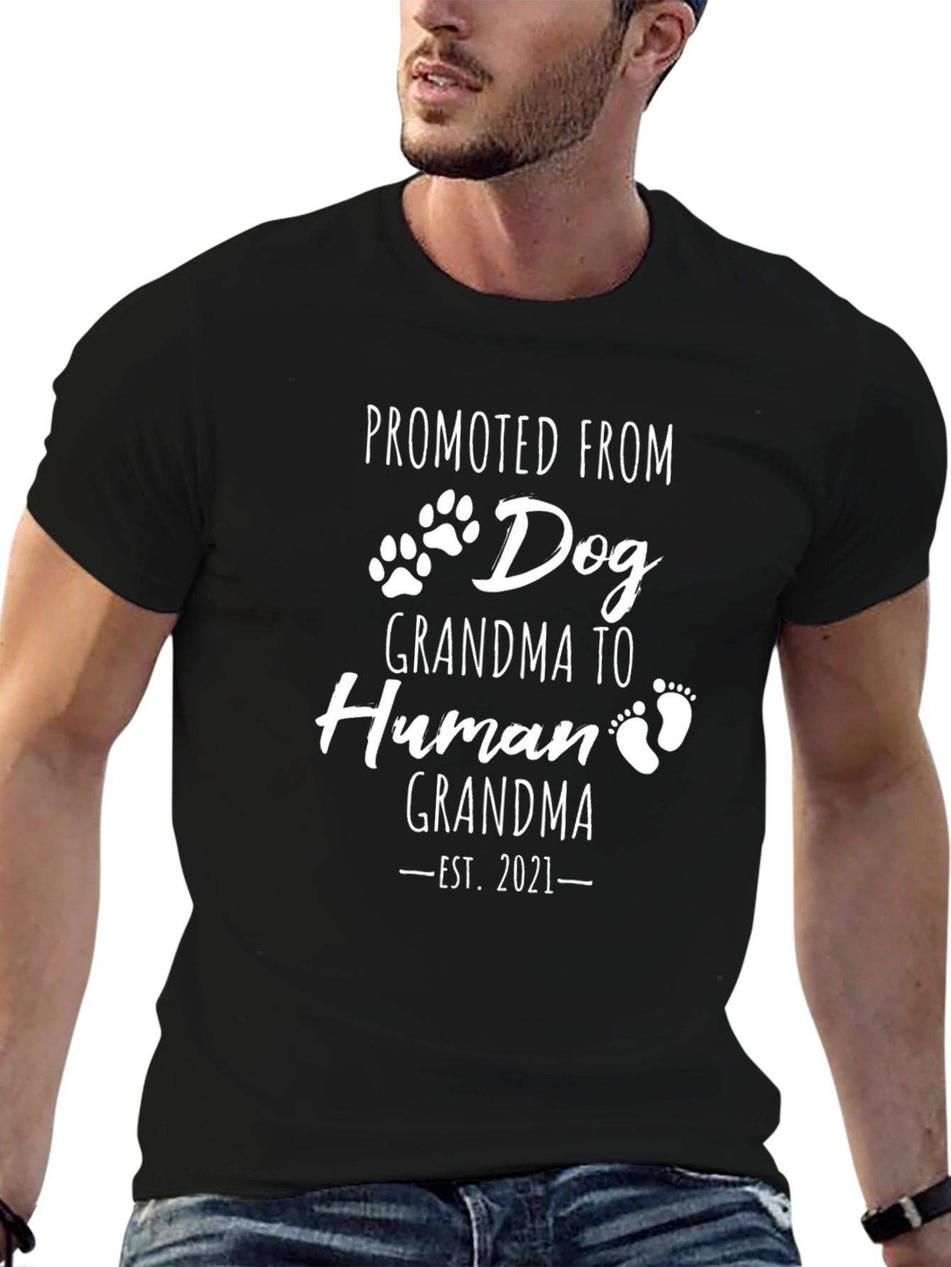 Promoted From Dog Grandma Black T-Shirt