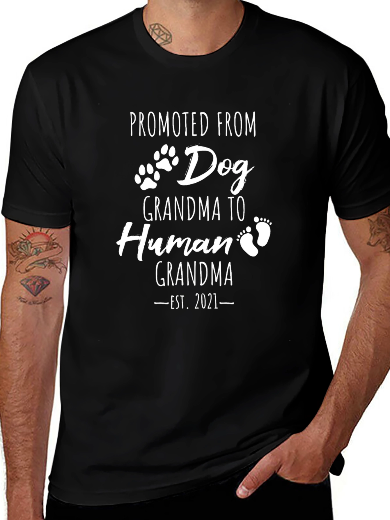 Promoted From Dog Grandma Black T-Shirt
