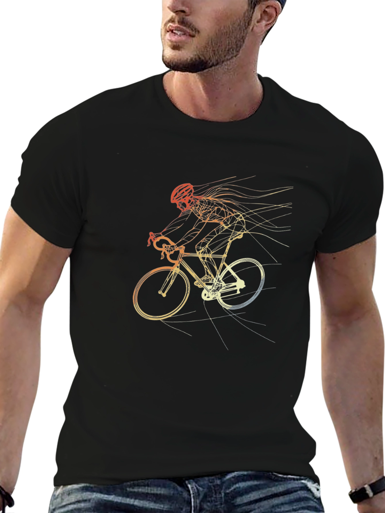 Cycling Sketch T-Shirt - Unique Graphic Tee