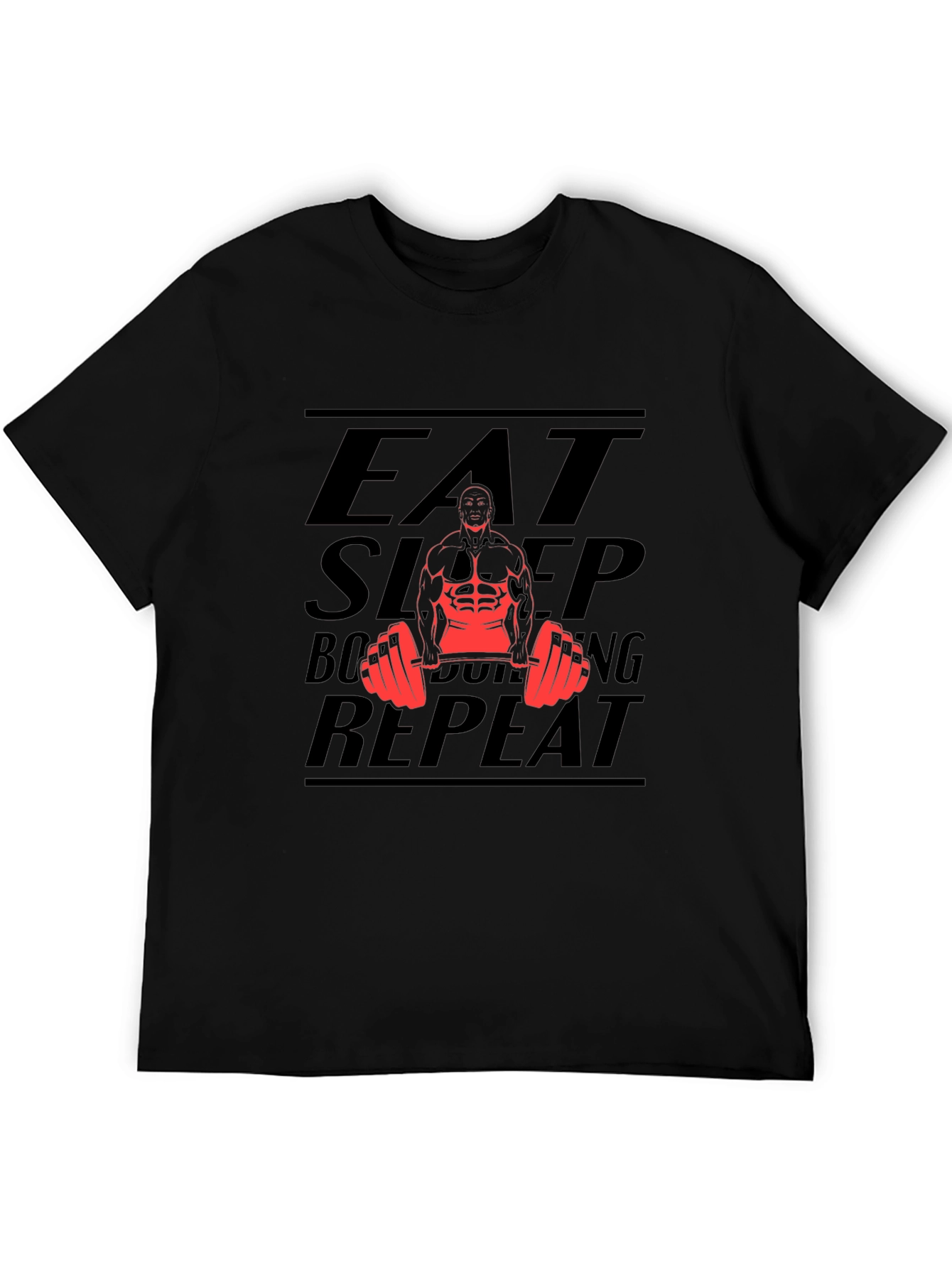 Eat Sleep Bodybuilding Repeat Black T-Shirt