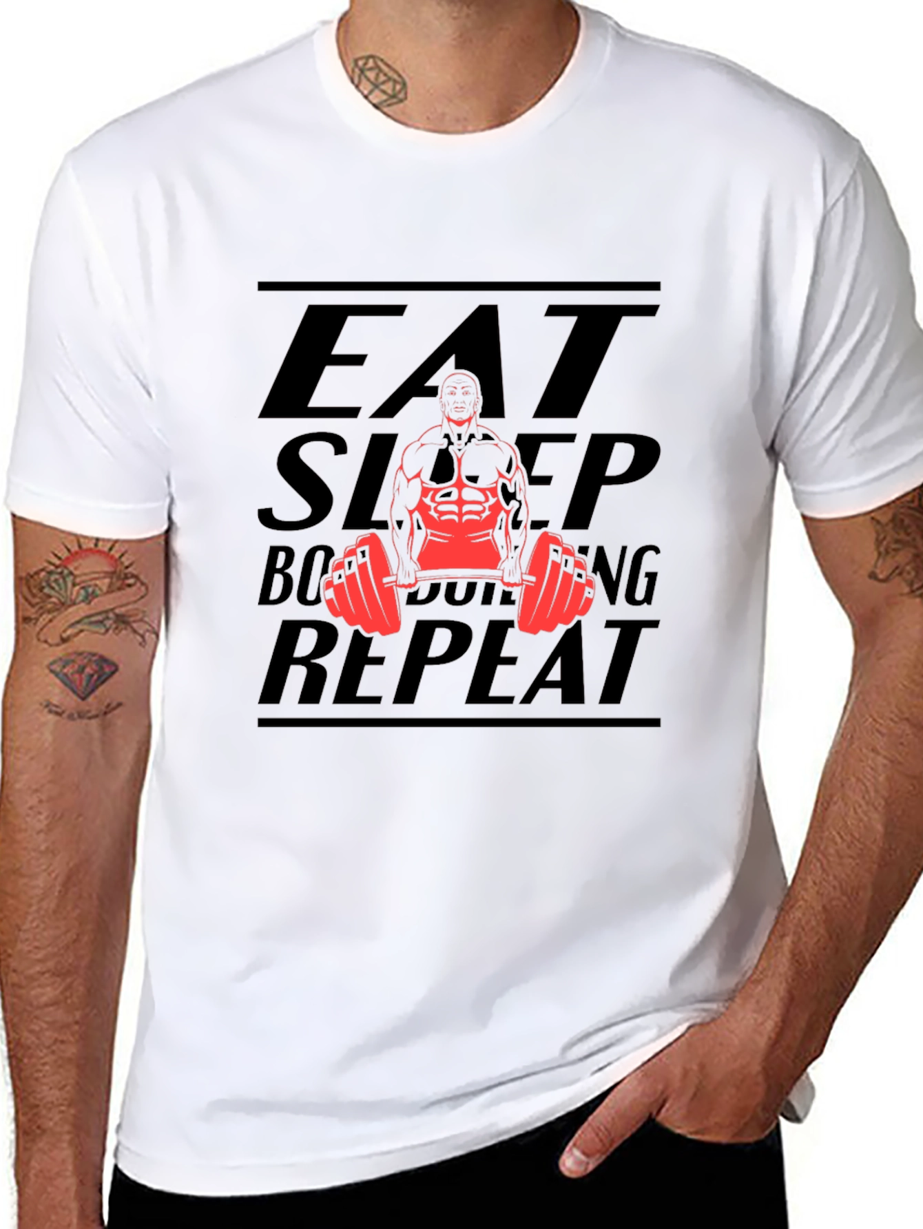 Eat Sleep Bodybuilding Repeat Black T-Shirt