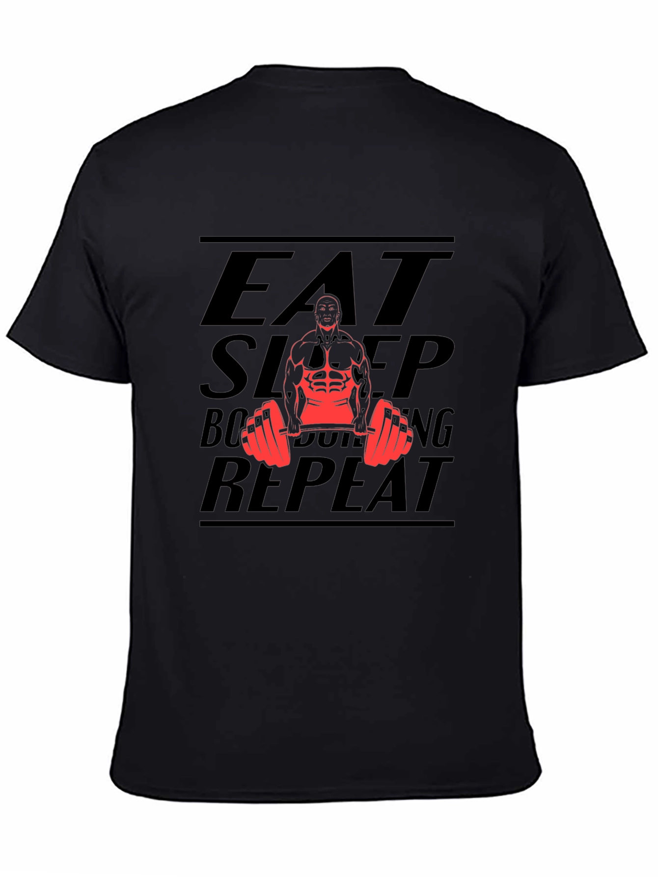 Eat Sleep Bodybuilding Repeat Black T-Shirt