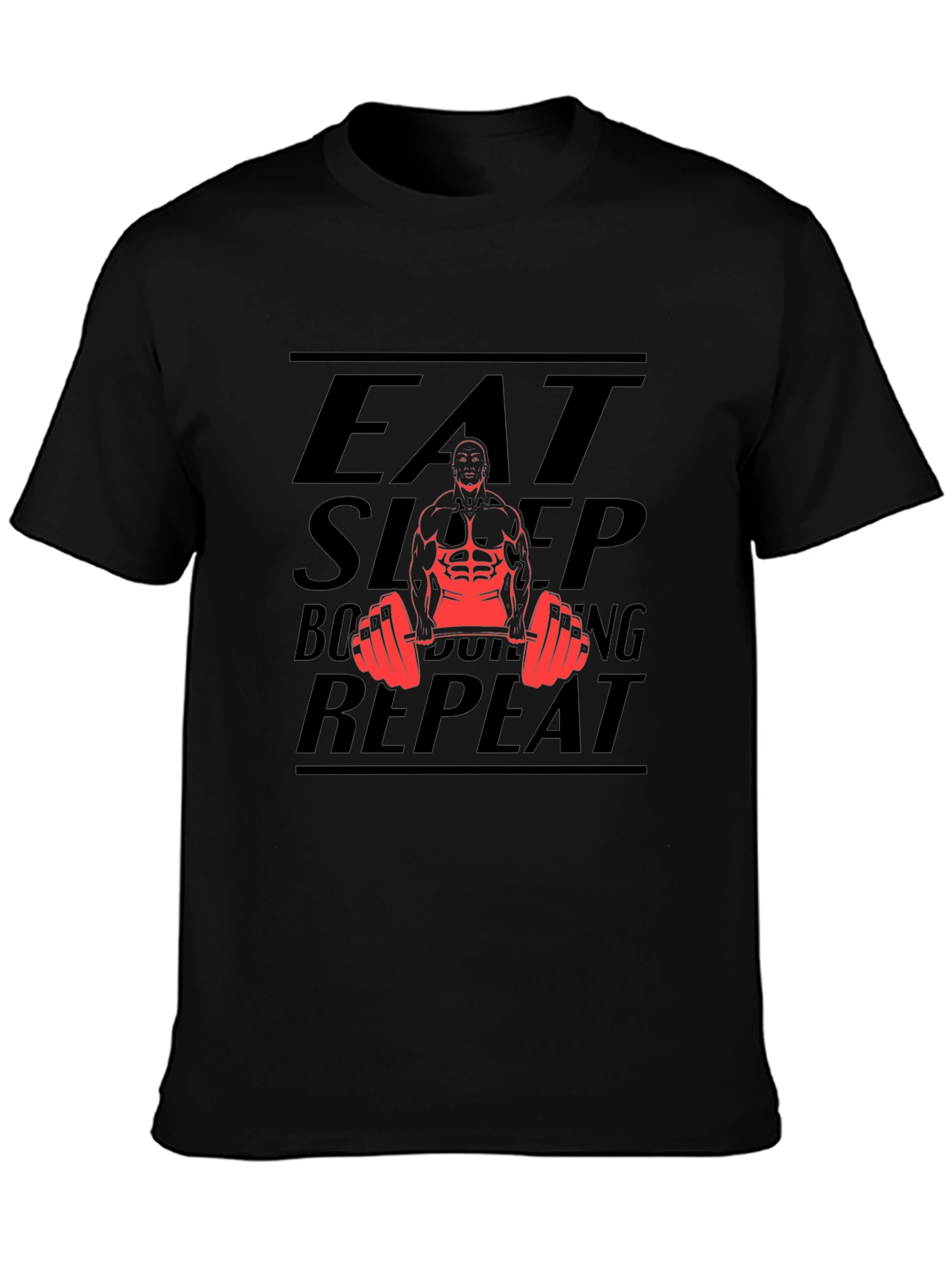 Eat Sleep Bodybuilding Repeat Black T-Shirt