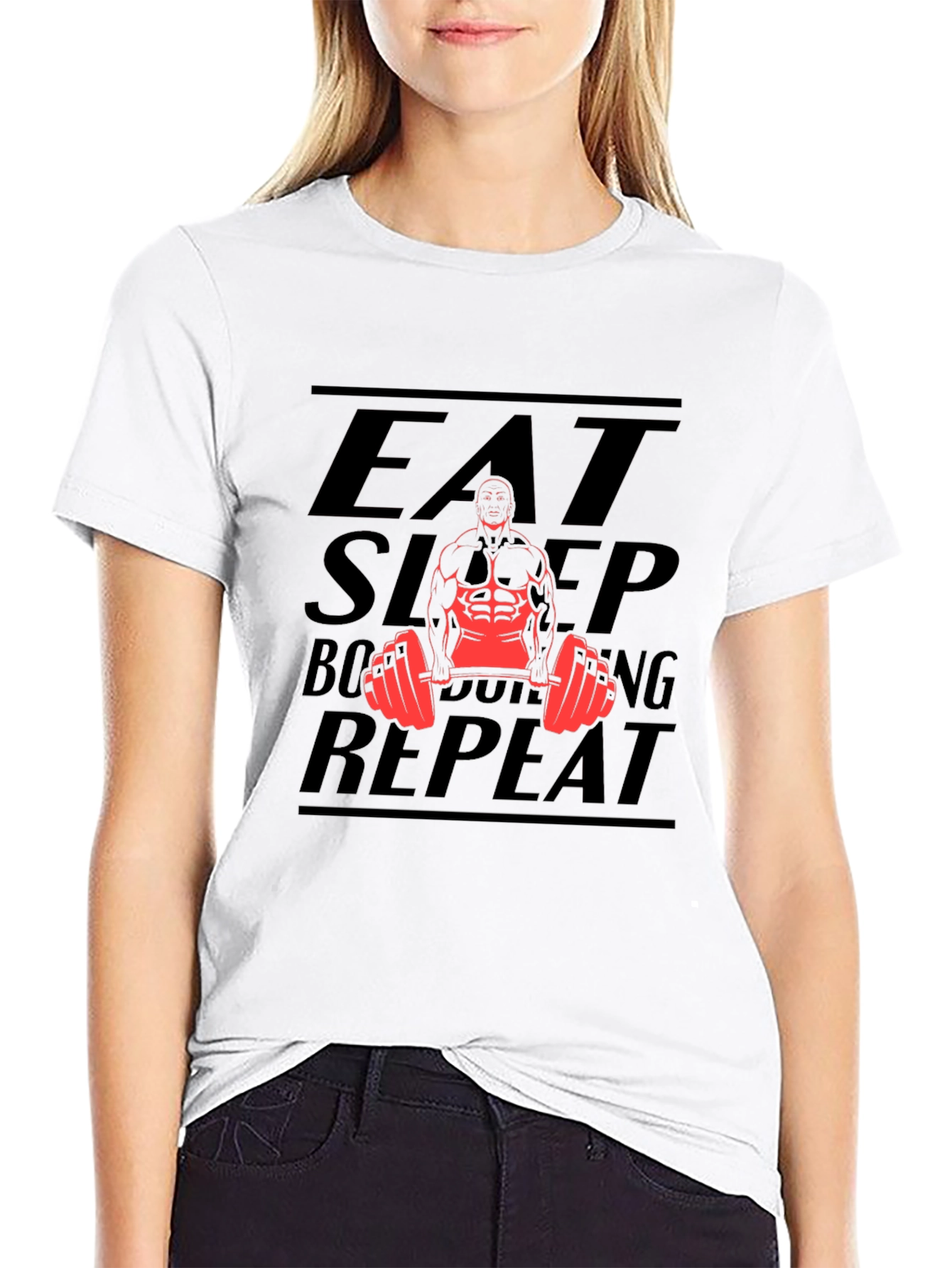 Eat Sleep Bodybuilding Repeat Black T-Shirt