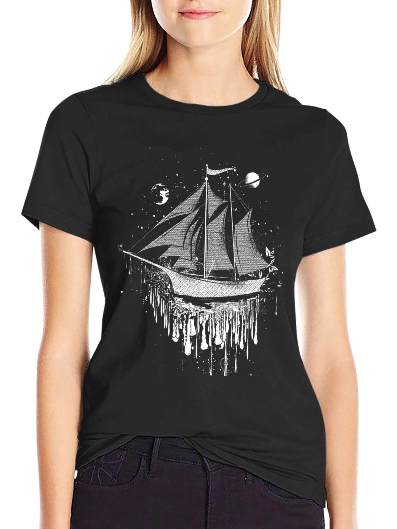 Celestial Ship T-Shirt: Cosmic Voyage