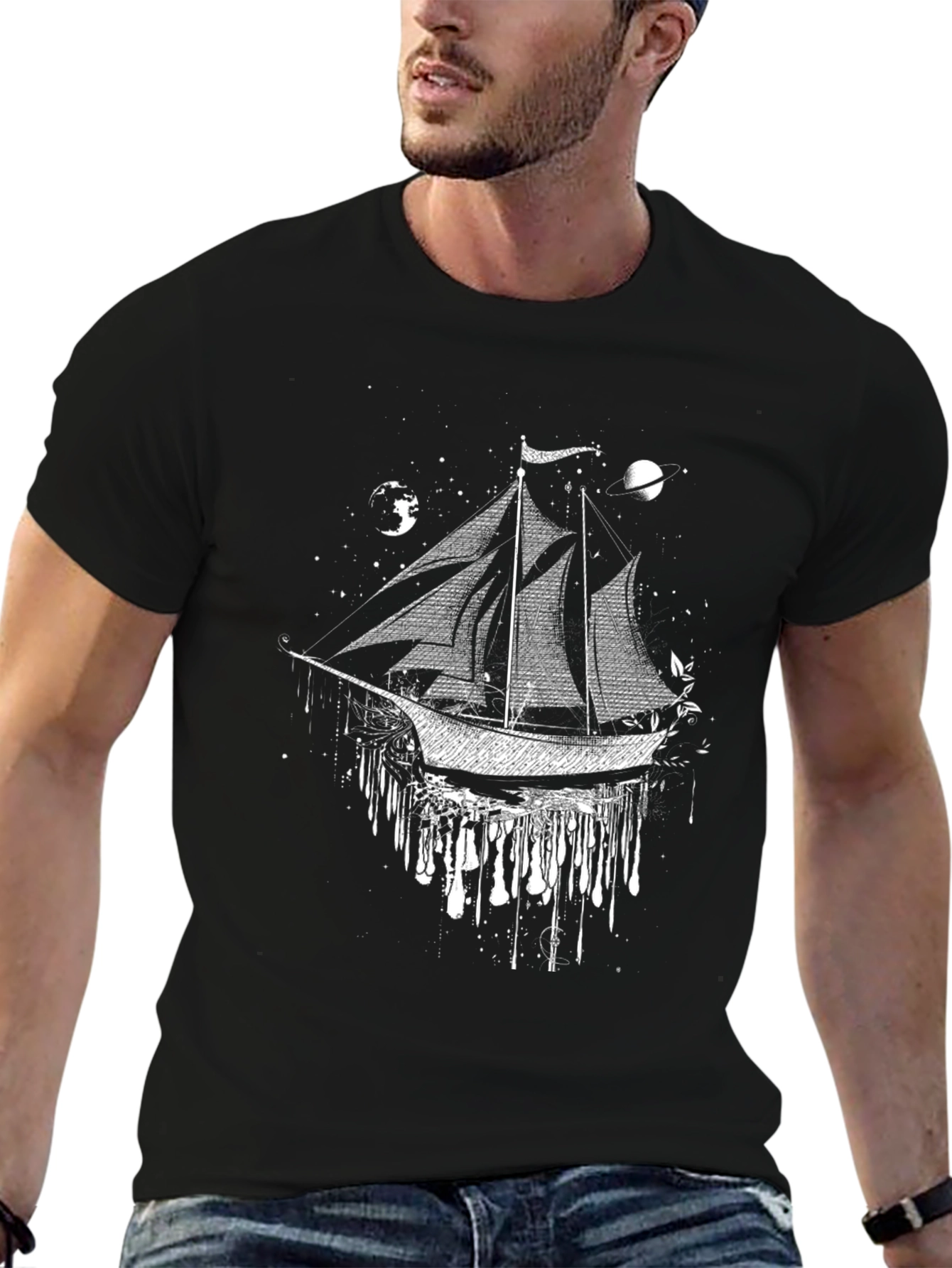 Celestial Ship T-Shirt: Cosmic Voyage