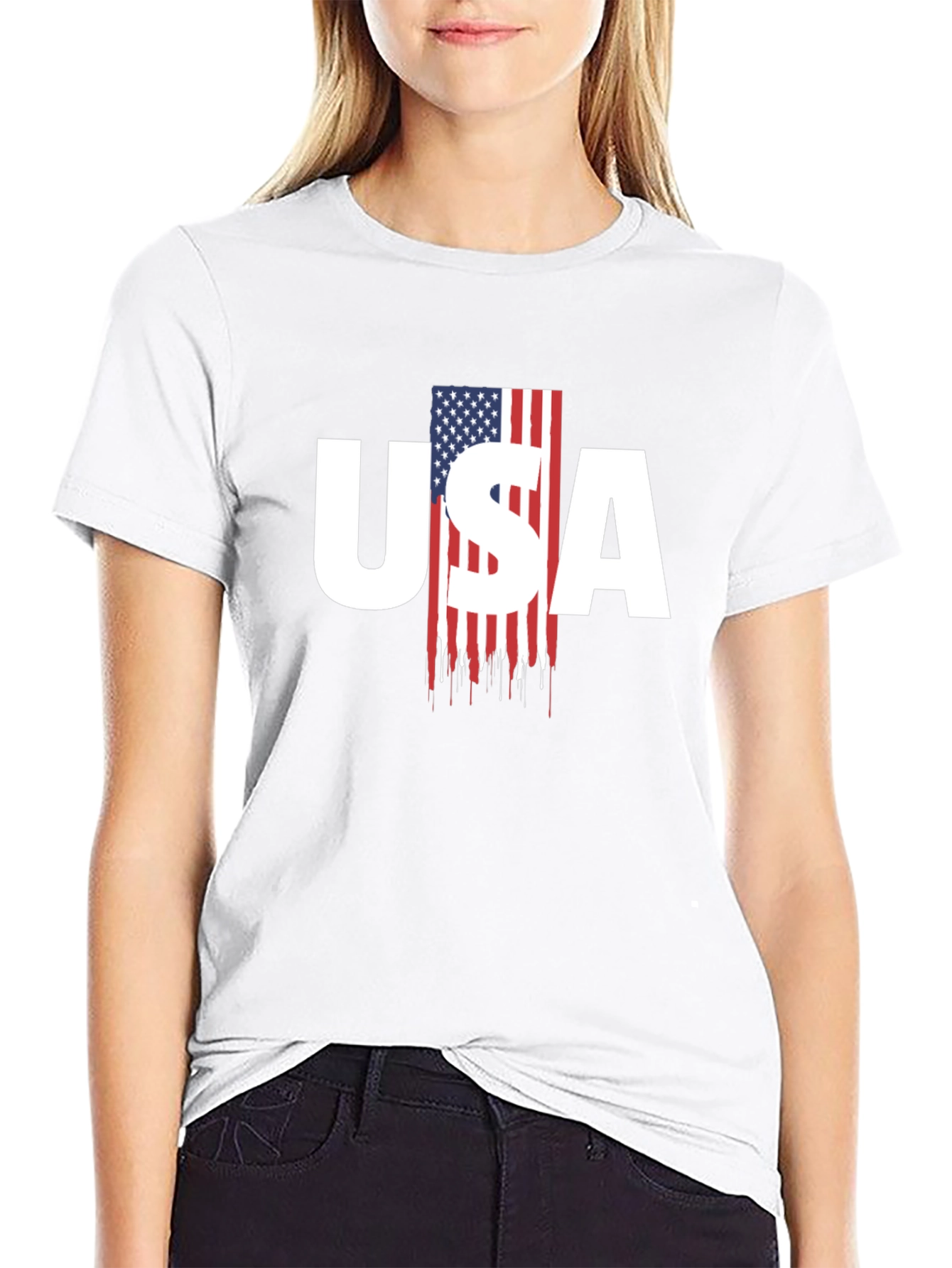 USA Flag Graphic Print Mens T-Shirt