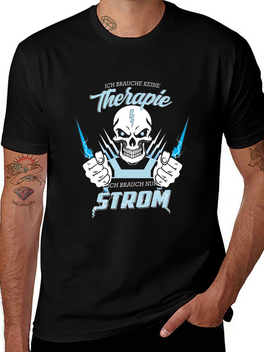 Ich Brauche Strom Graphic Tee - Black Cotton Shirt