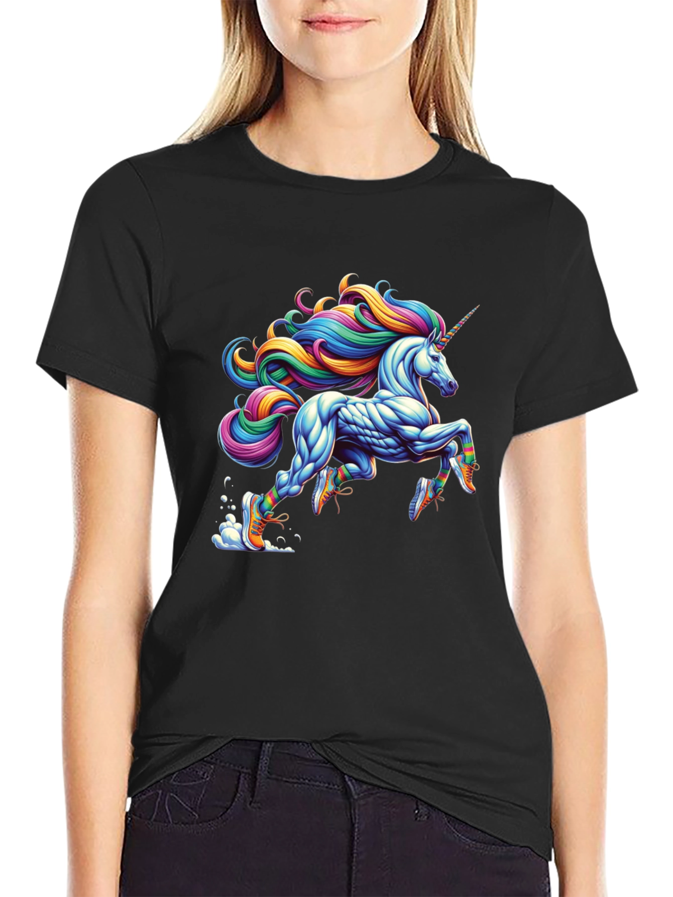 Running Unicorn Black T-Shirt