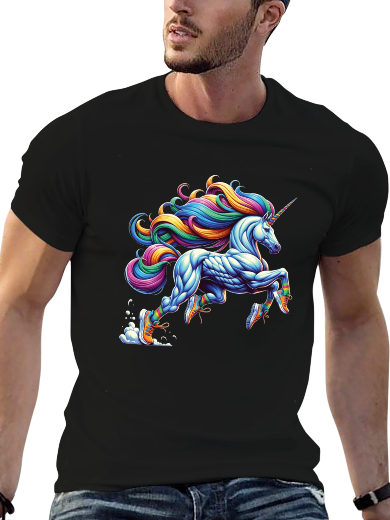 Running Unicorn Black T-Shirt
