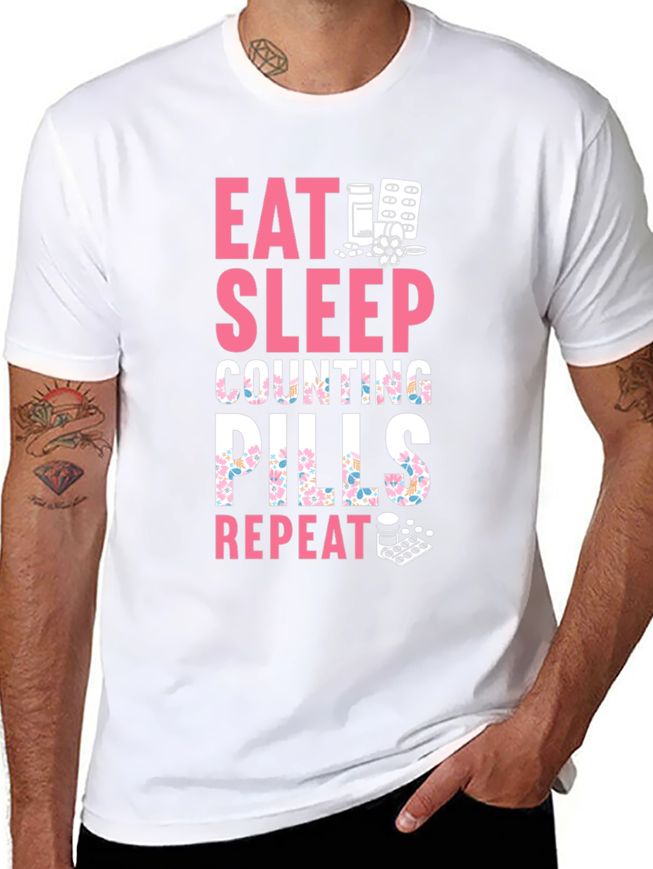 Eat Sleep Counting Pills Funny T-Shirt