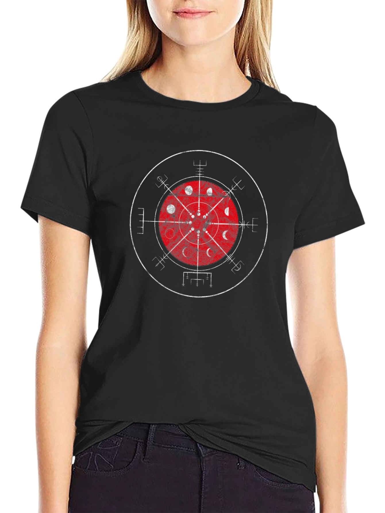 Mystic Lunar Phases Graphic Tee - Black