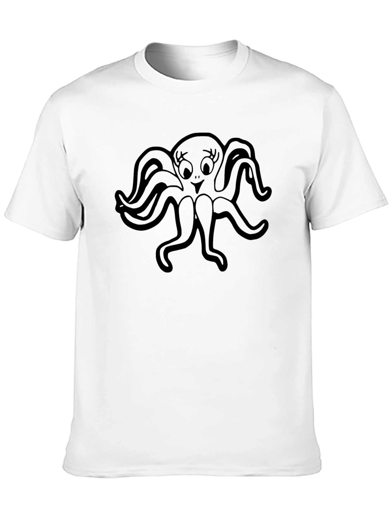 Cute Octopus Graphic Black T-Shirt