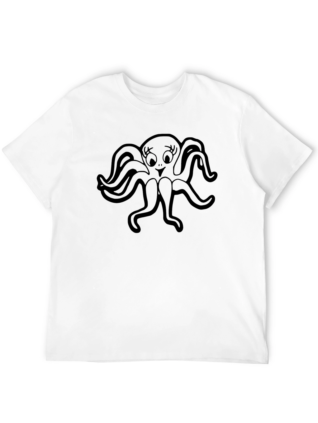 Cute Octopus Graphic Black T-Shirt