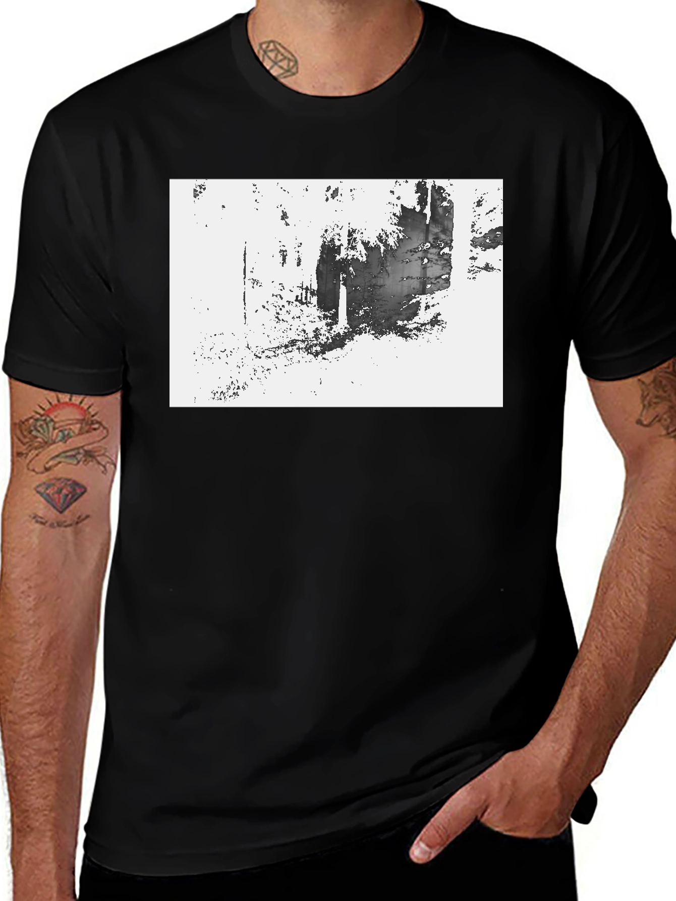 Abstract Graphic Black T-Shirt