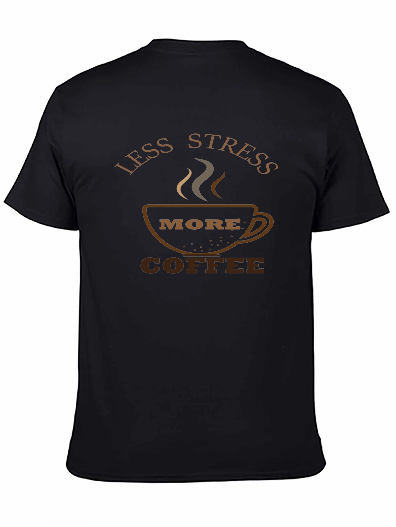 Less Stress More Coffee Black Graphic T-Shirt