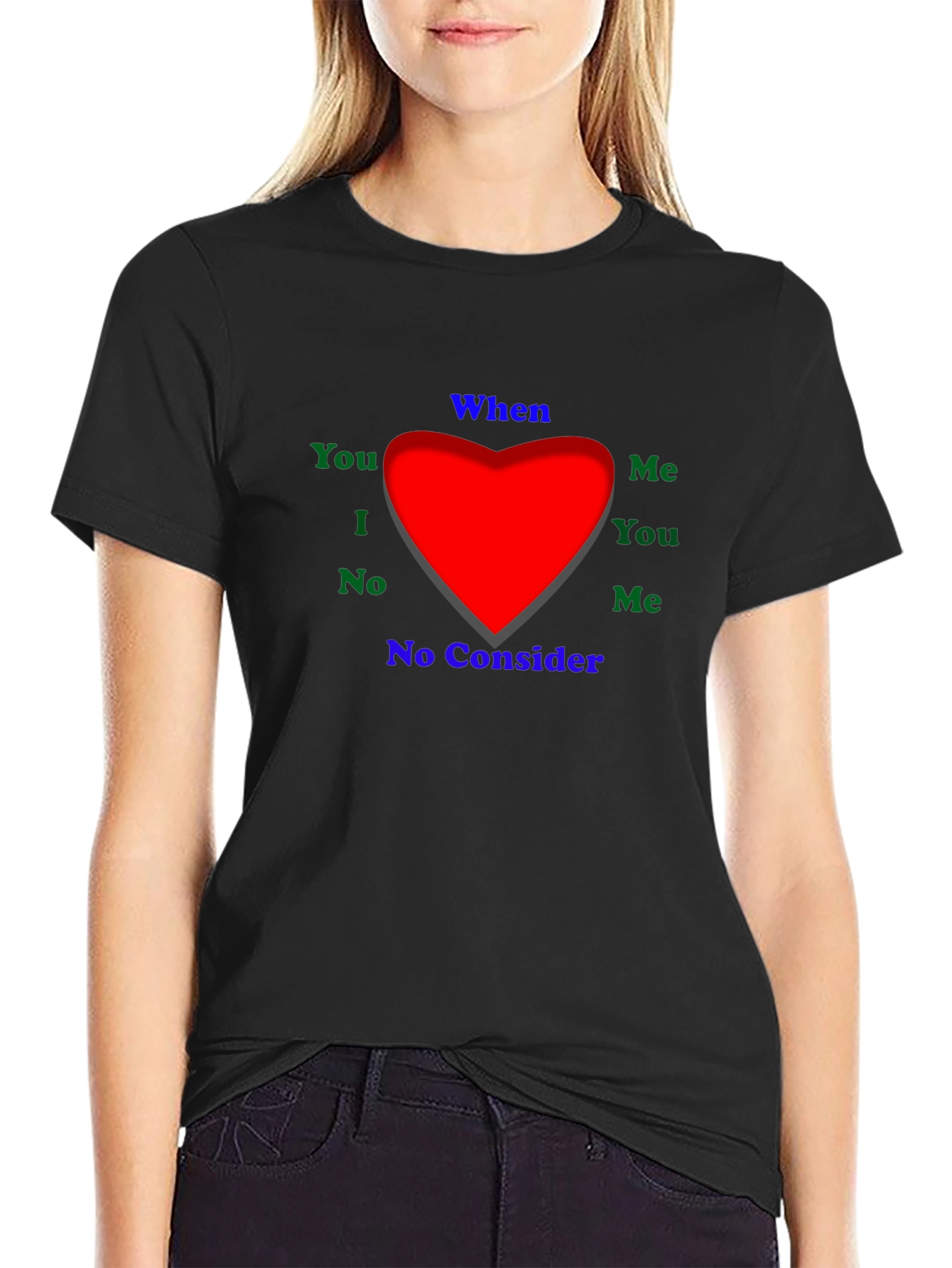 Emotional Word Heart Mens Black T-Shirt