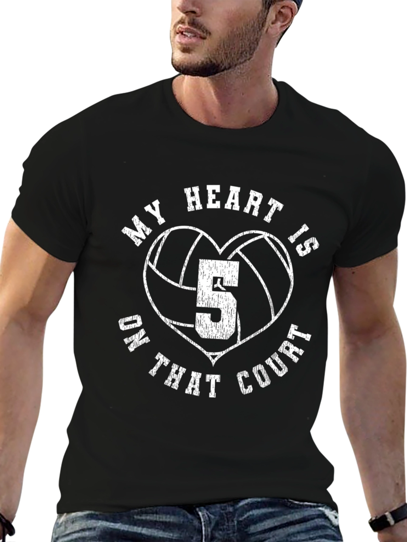 Volleyball Heart Number 5 T-Shirt - On That Court!