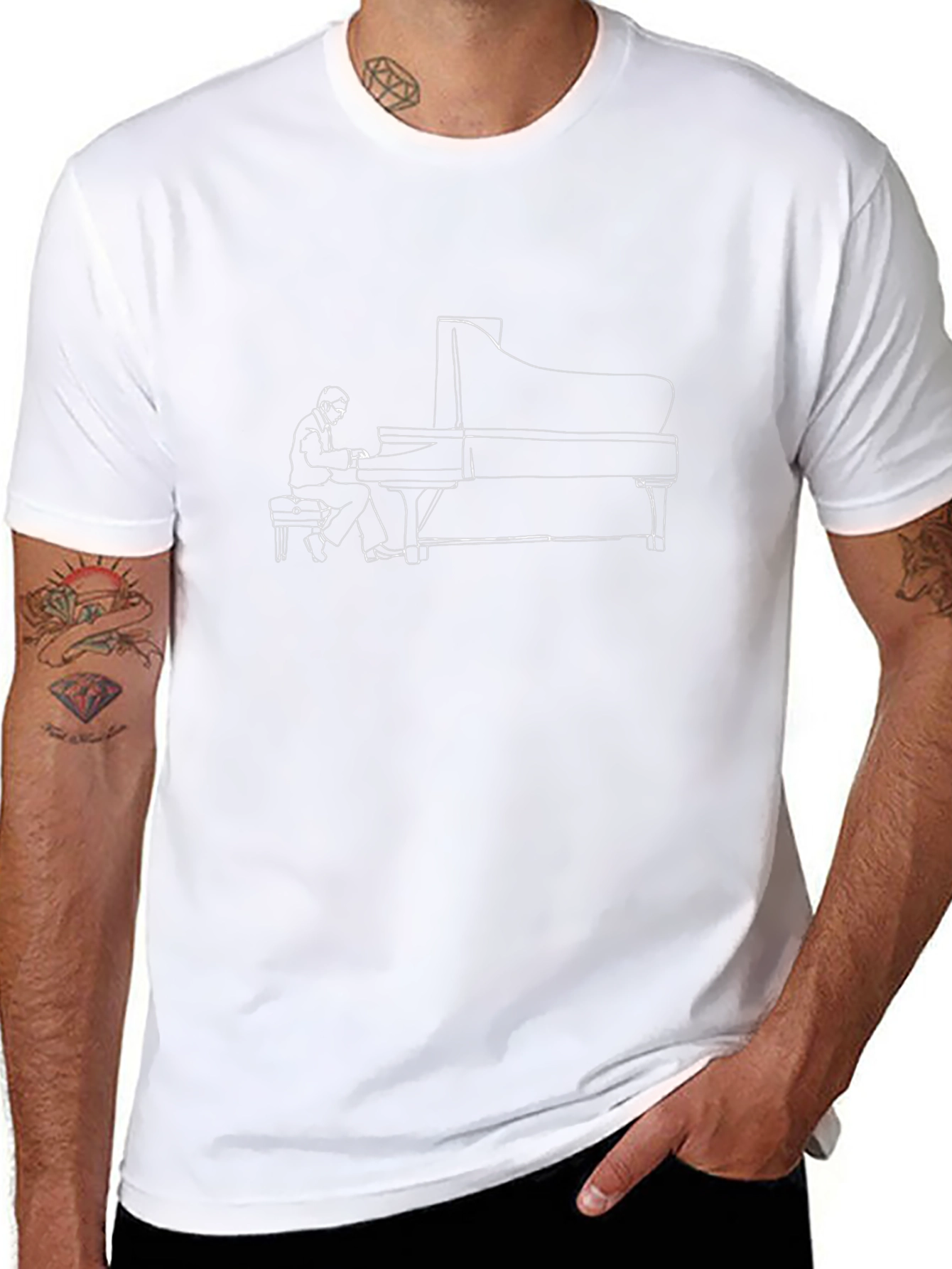 Piano Player Graphic Black T-Shirt