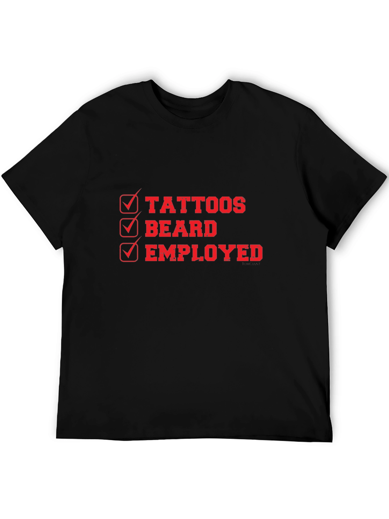 Tattoos Beard Employed Mens Black Graphic Tee