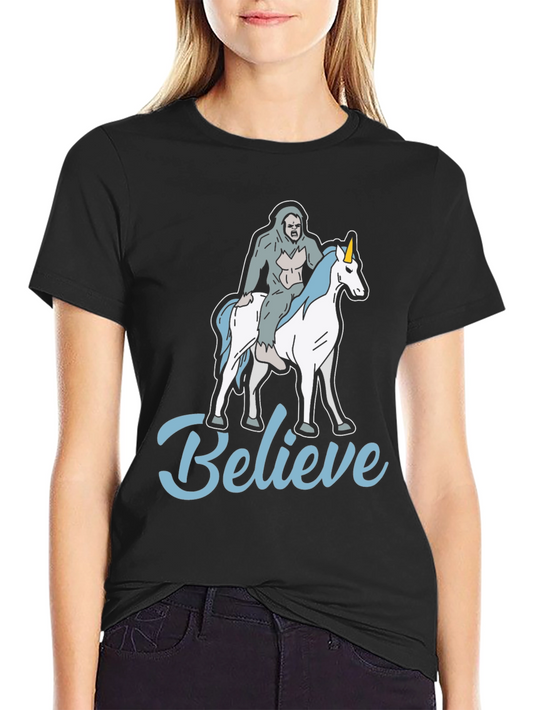Believe Bigfoot Unicorn T-Shirt Funny Graphic Tee
