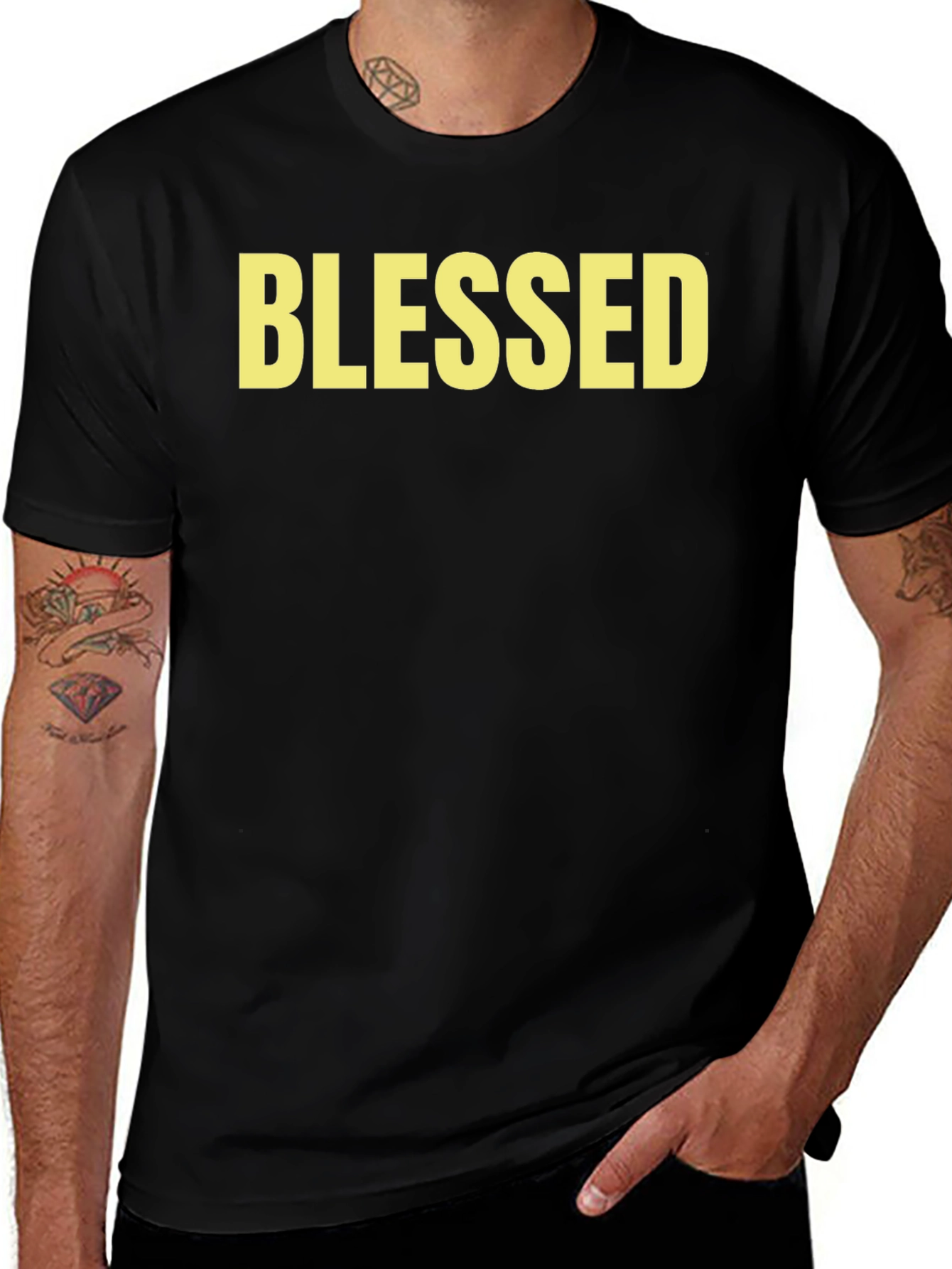 Blessed Graphic Tee - Black Cotton Comfort