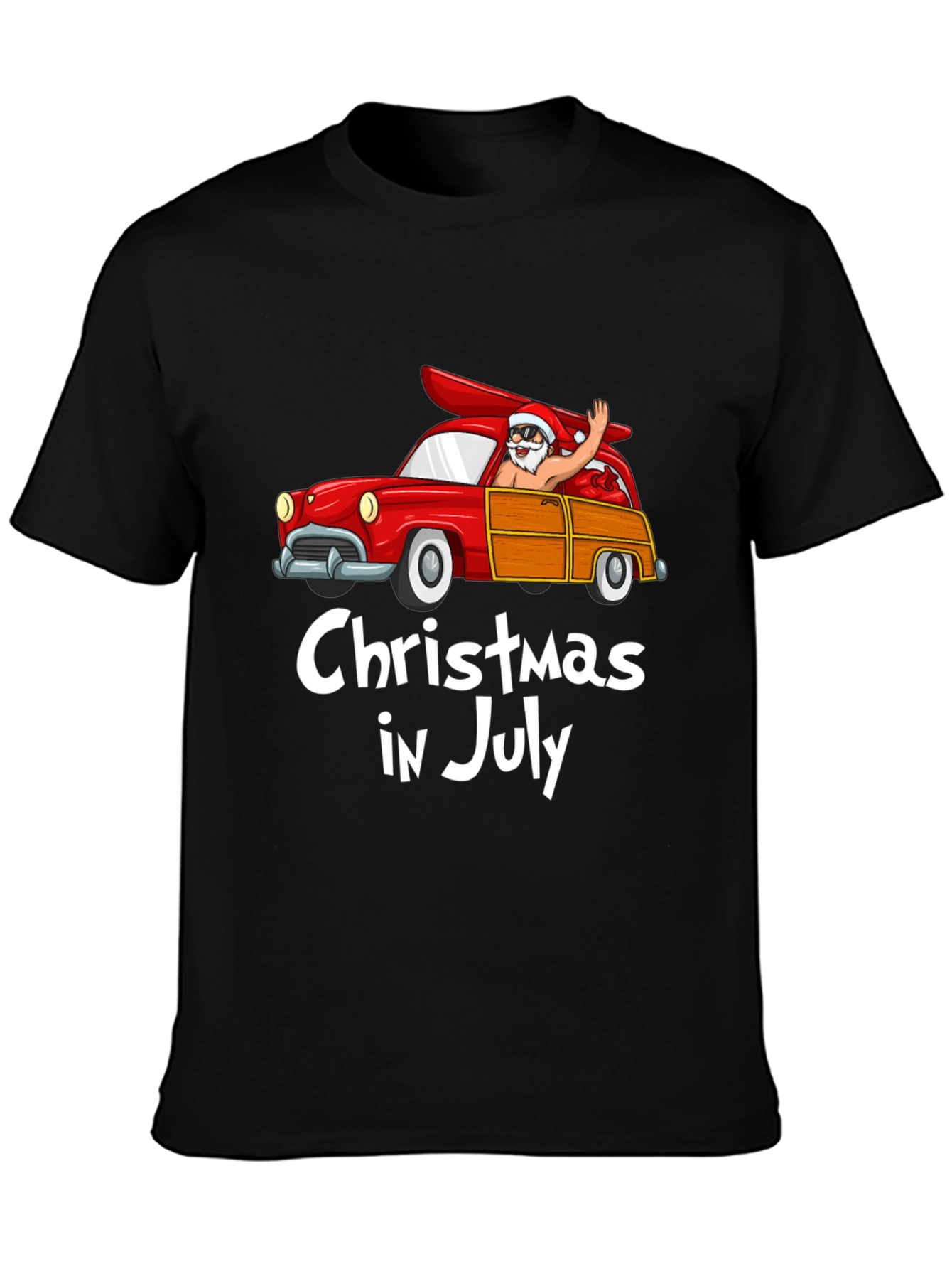 Christmas in July T-Shirt - Santa Surf Car
