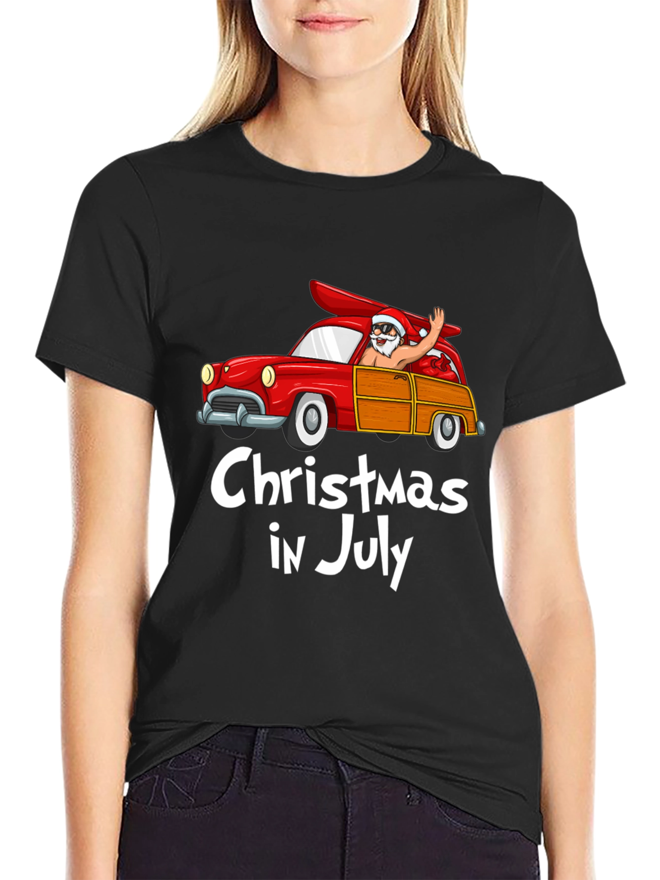 Christmas in July T-Shirt - Santa Surf Car