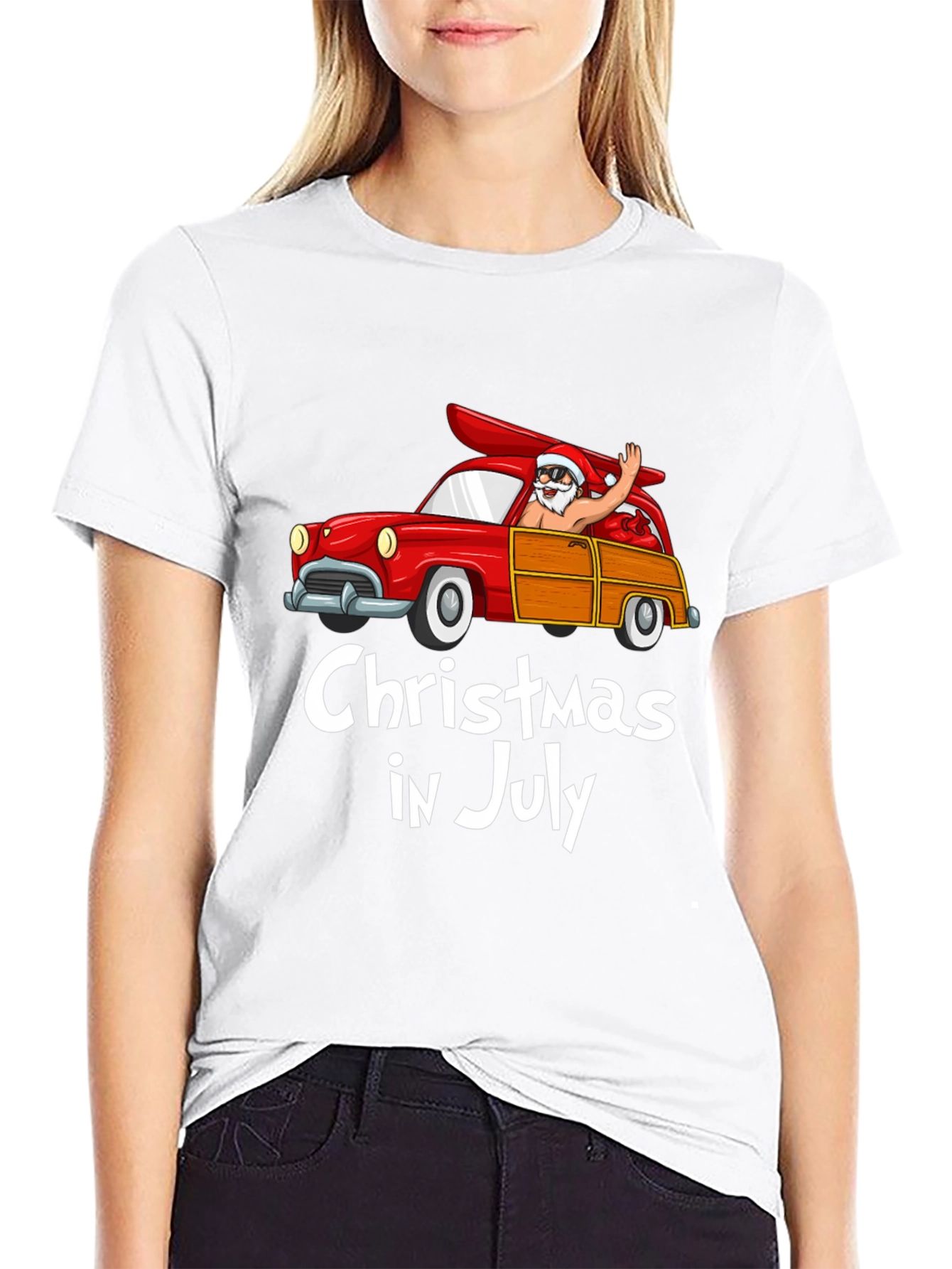 Christmas in July T-Shirt - Santa Surf Car