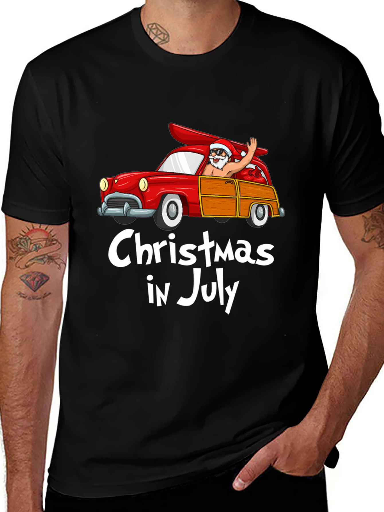 Christmas in July T-Shirt - Santa Surf Car