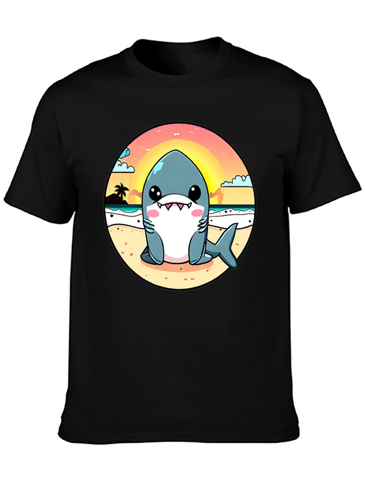 Cute Cartoon Shark on Beach T-Shirt
