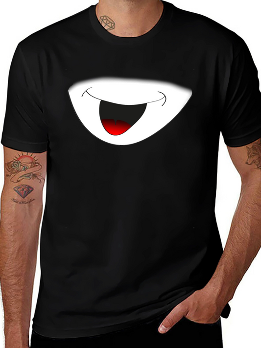 Cartoon Smile Graphic Black T-Shirt