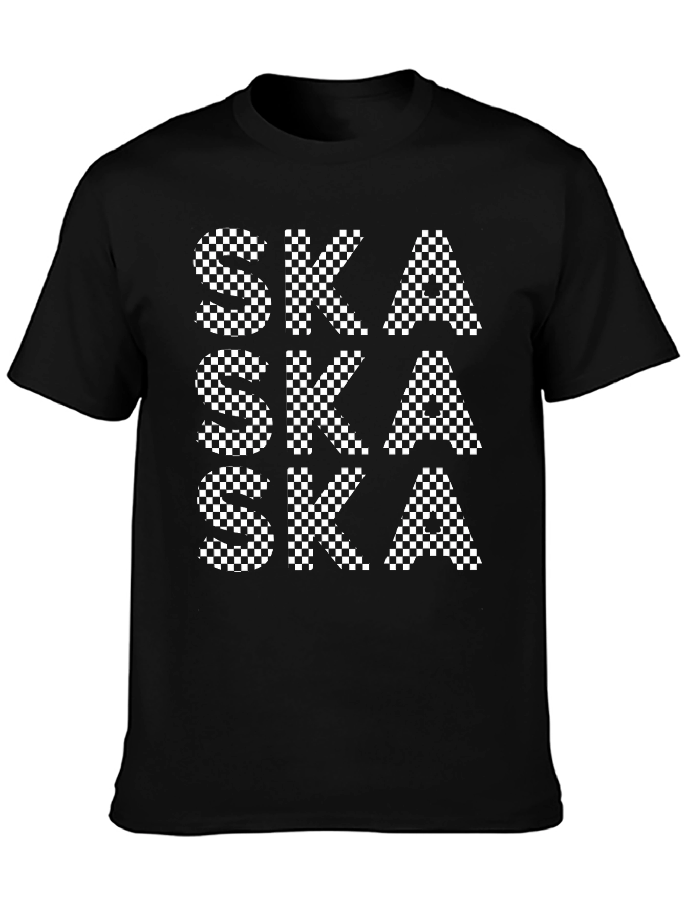 Ska Checkered Pattern Black T-Shirt