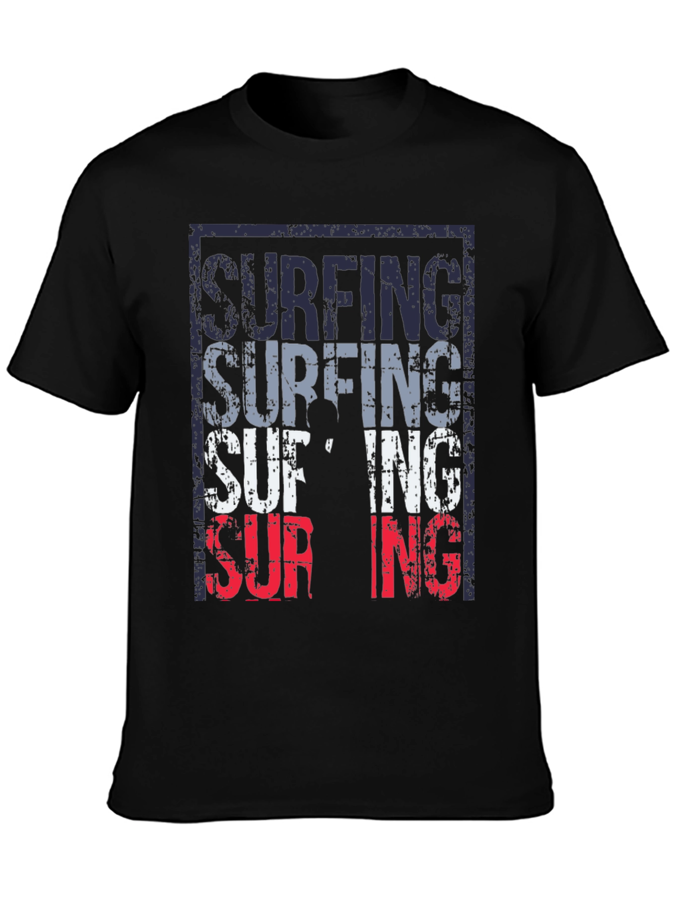 Surfing Graphic T-Shirt Black Mens Fashion Tee