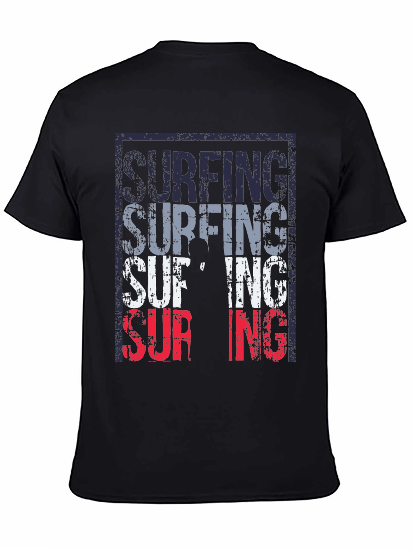 Surfing Graphic T-Shirt Black Mens Fashion Tee