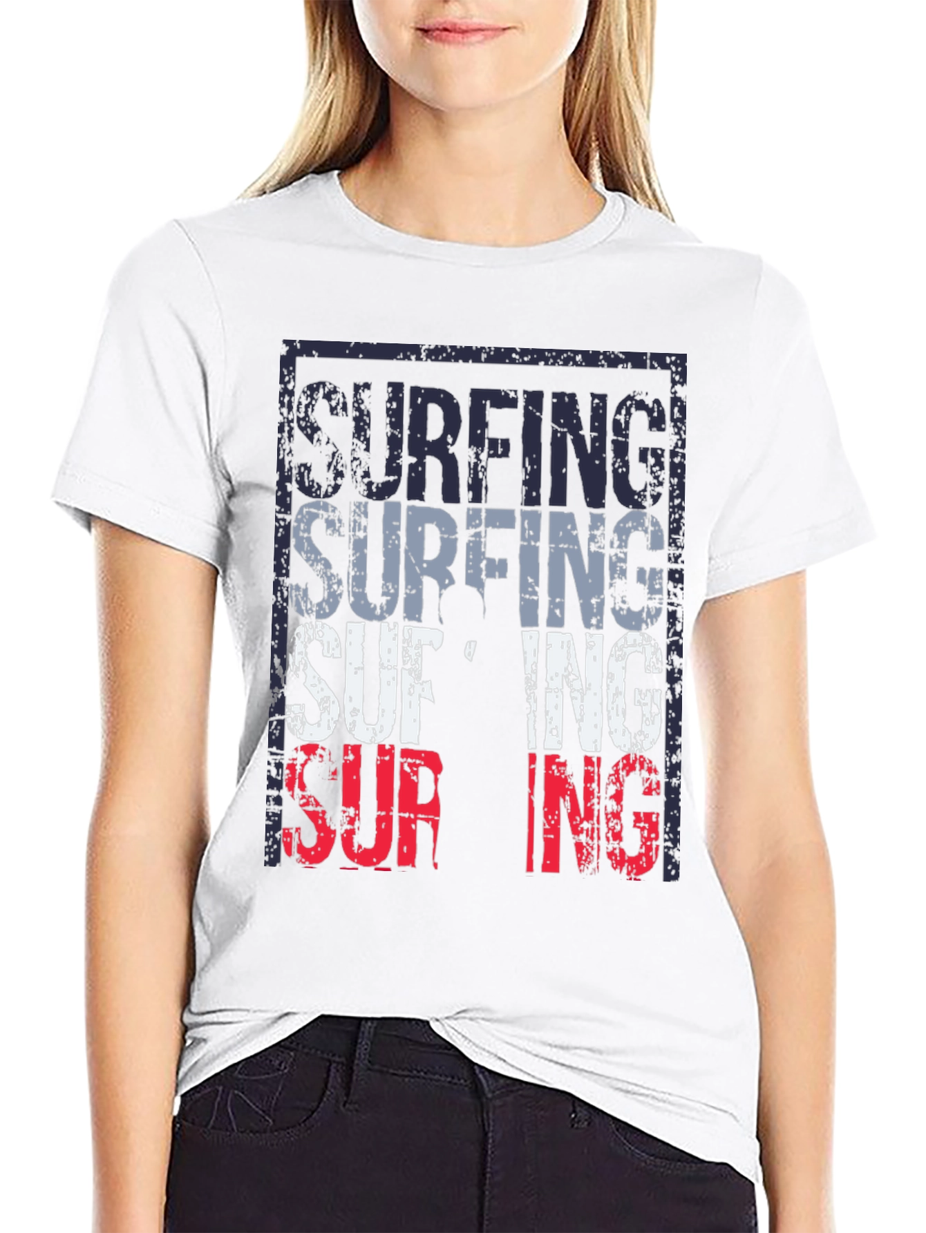 Surfing Graphic T-Shirt Black Mens Fashion Tee