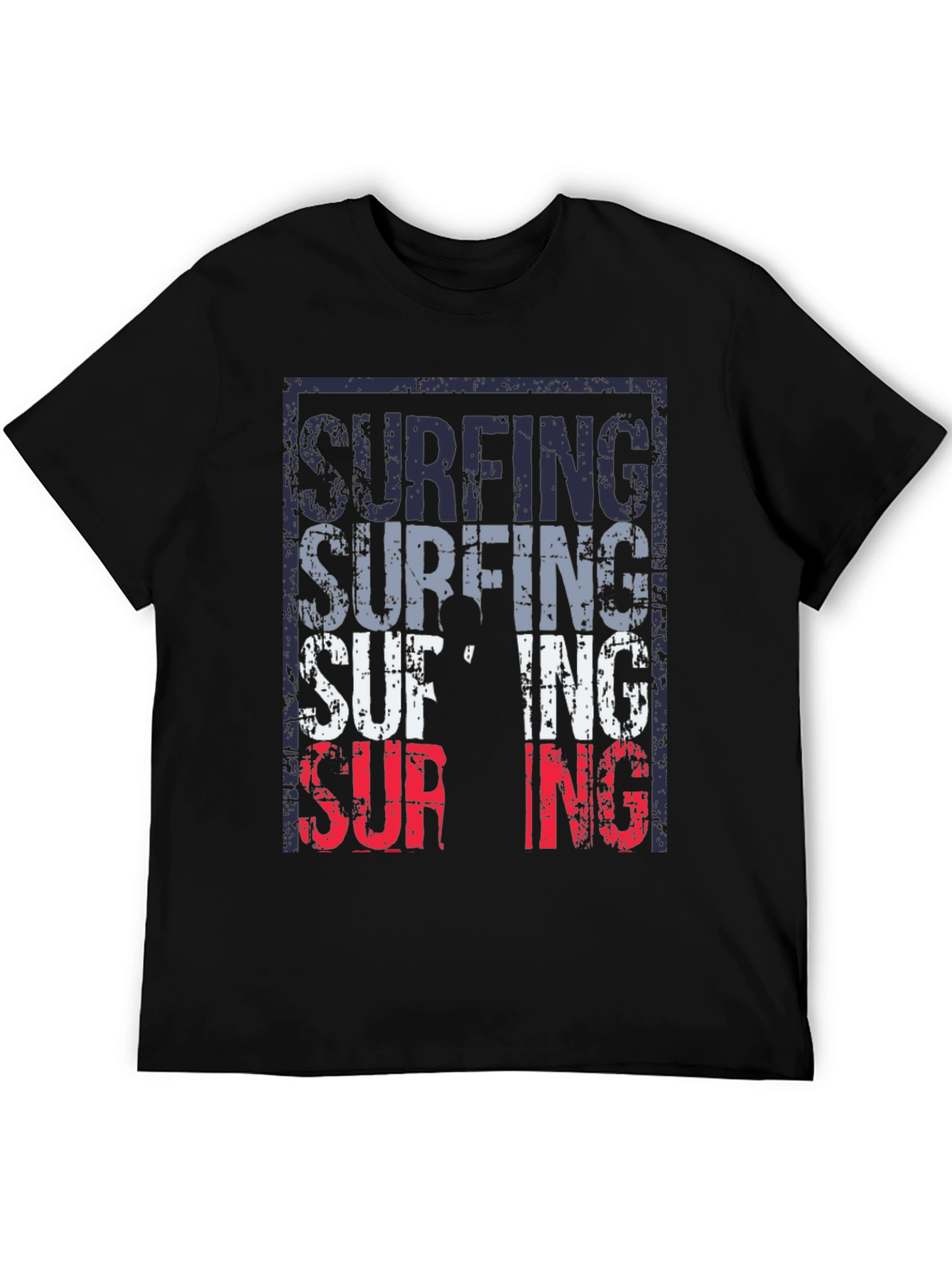 Surfing Graphic T-Shirt Black Mens Fashion Tee