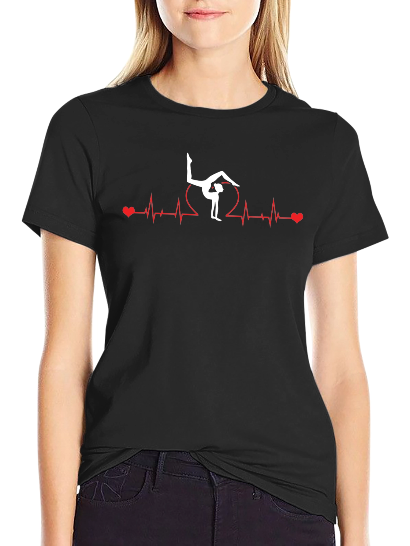 Gymnast Heartbeat Graphic Tee - Black