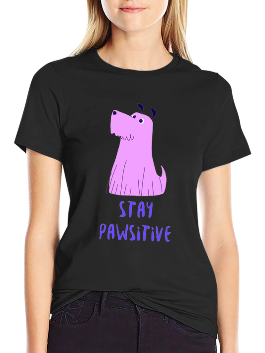 Stay Pawsitive Graphic Tee - Black