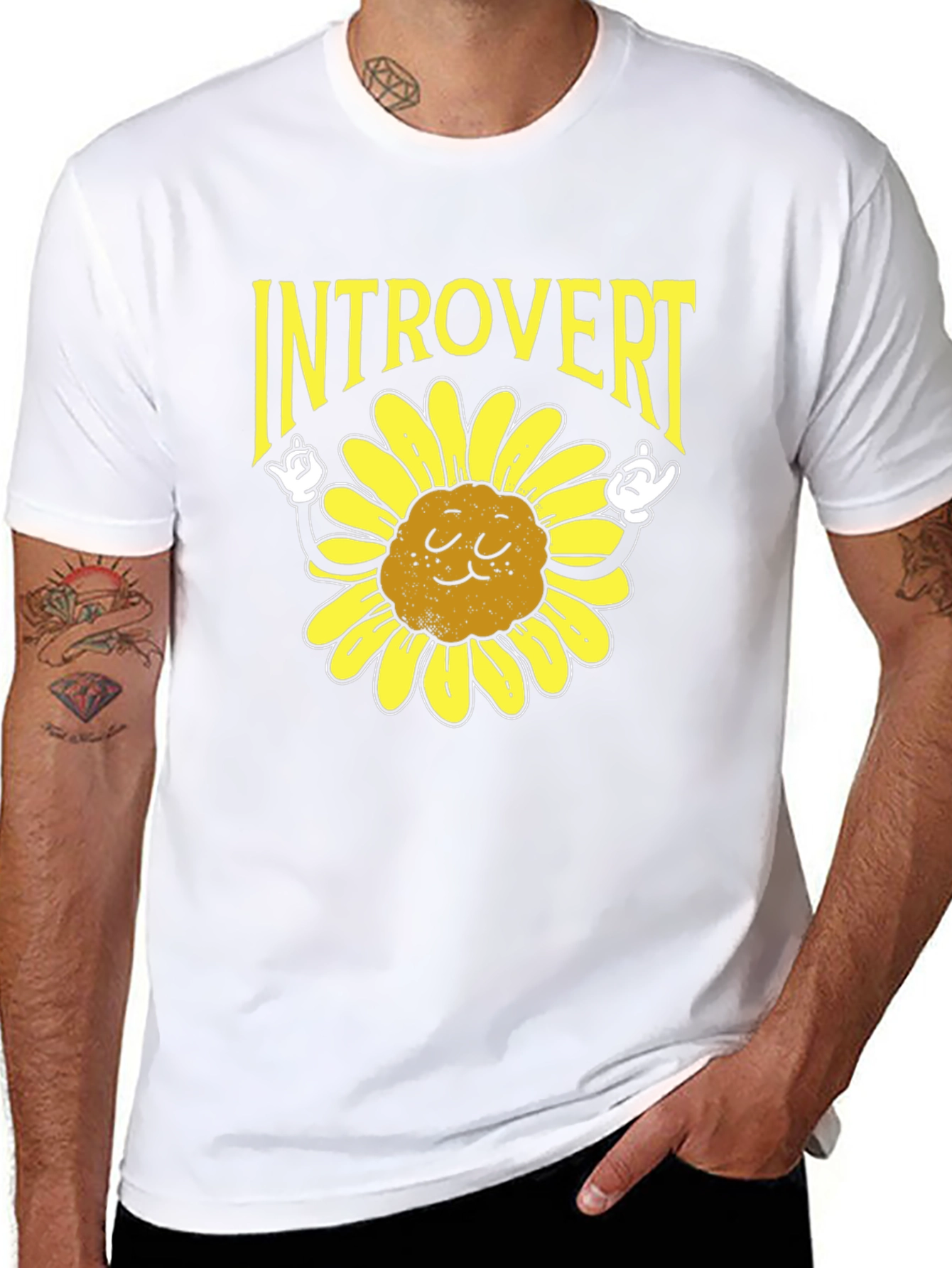 Introvert Sunflower Graphic Tee - Soft Cotton Comfort