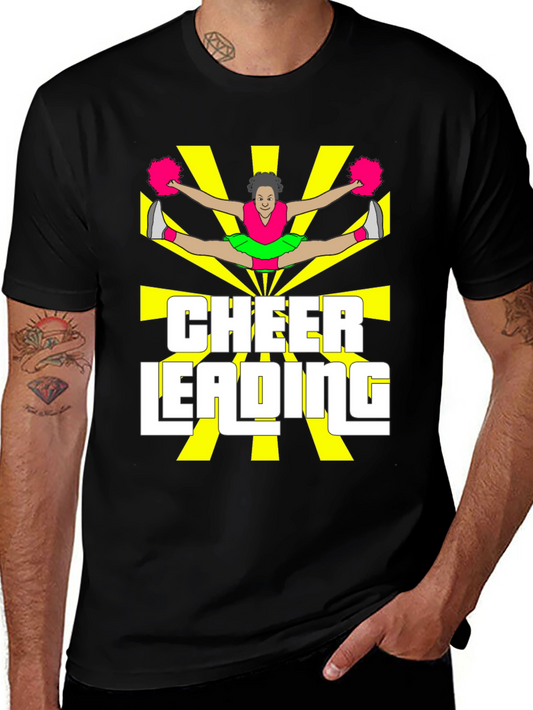 Cheerleading Graphic Tee - Black Cotton T-Shirt